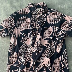 Black and Pink Pineapple Print Shirt